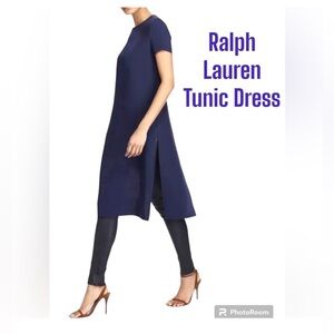 Polo Ralph Lauren navy side slit tunic dress size 2 NWT